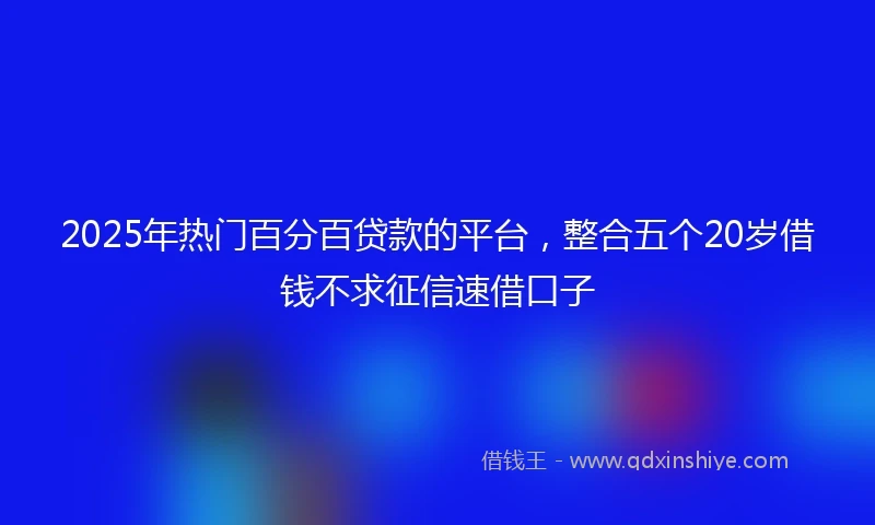 2025年热门百分百贷款的平台，整合五个20岁借钱不求征信速借口子
