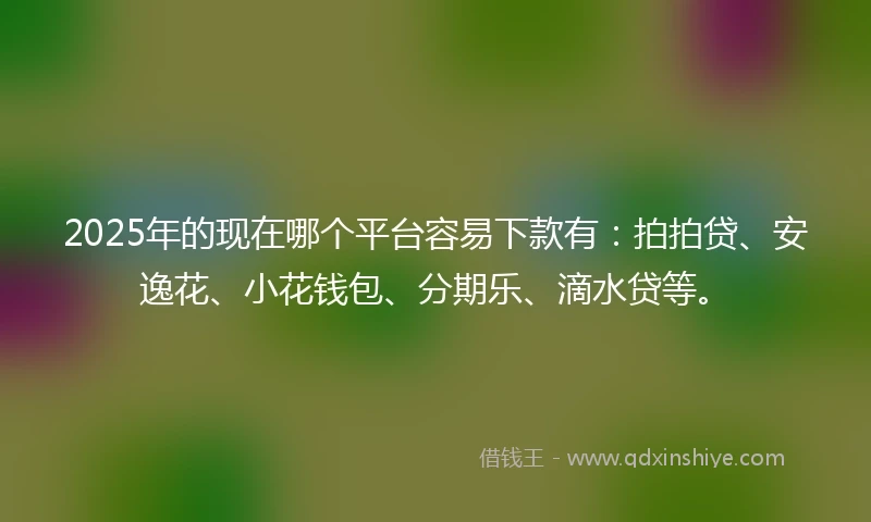 2025年的现在哪个平台容易下款有：拍拍贷、安逸花、小花钱包、分期乐、滴水贷等。