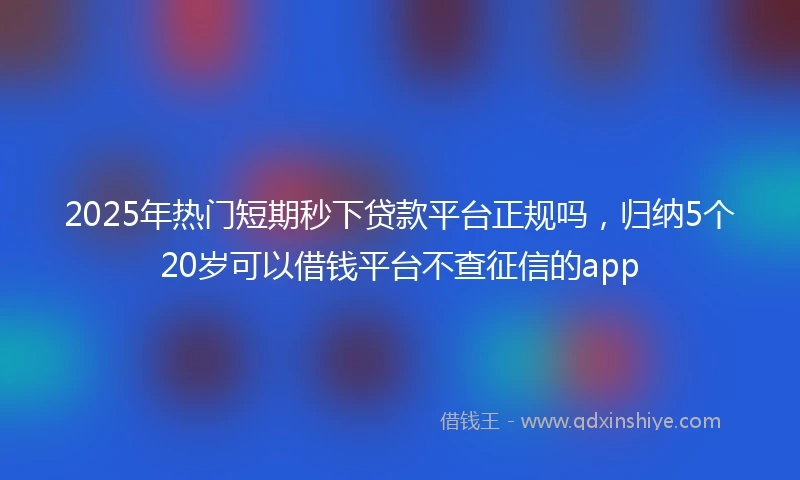 2025年热门短期秒下贷款平台正规吗，归纳5个20岁可以借钱平台不查征信的app