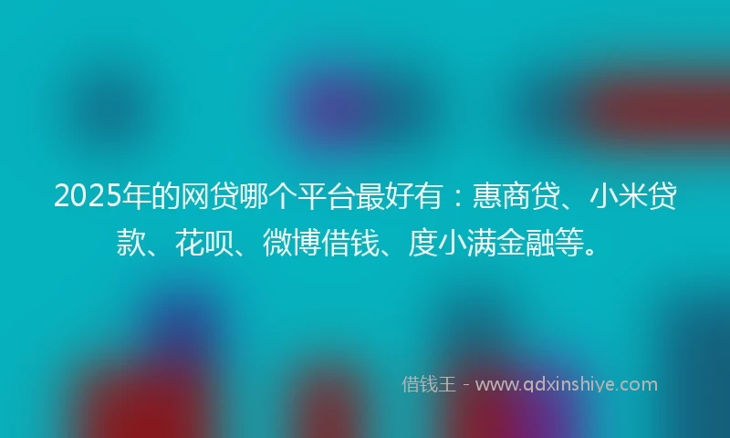 2025年的网贷哪个平台最好有：惠商贷、小米贷款、花呗、微博借钱、度小满金融等。