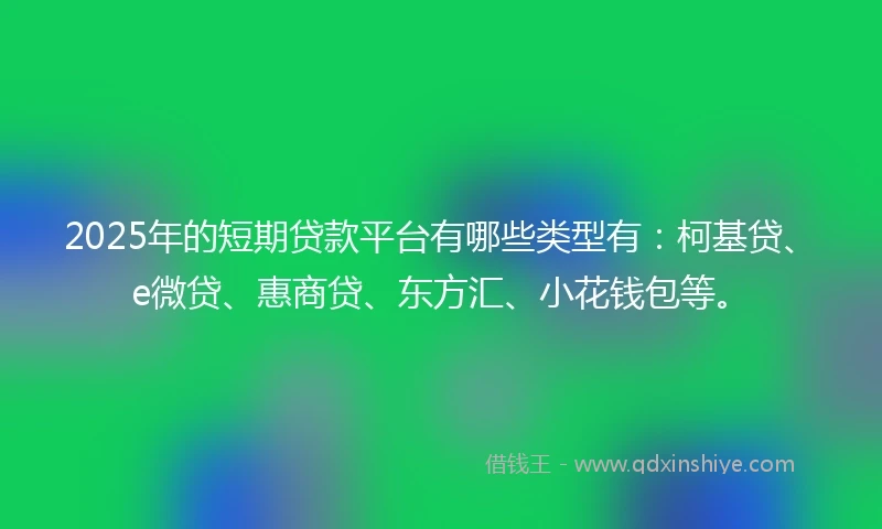 2025年的短期贷款平台有哪些类型有：柯基贷、e微贷、惠商贷、东方汇、小花钱包等。