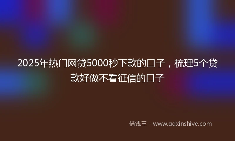 2025年热门网贷5000秒下款的口子，梳理5个贷款好做不看征信的口子