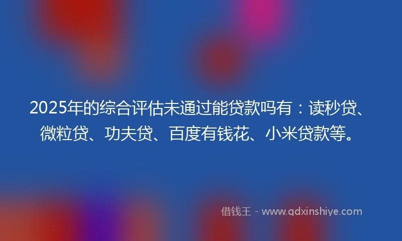 2025年的综合评估未通过能贷款吗有：读秒贷、微粒贷、功夫贷、百度有钱花、小米贷款等。
