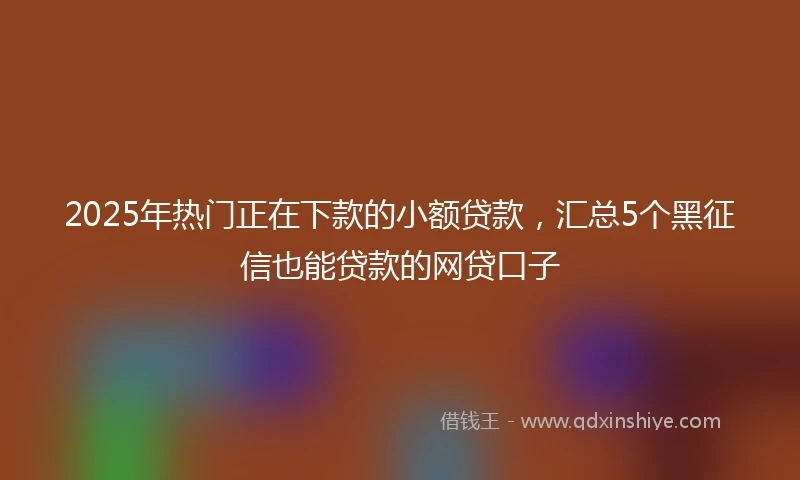 2025年热门正在下款的小额贷款，汇总5个黑征信也能贷款的网贷口子