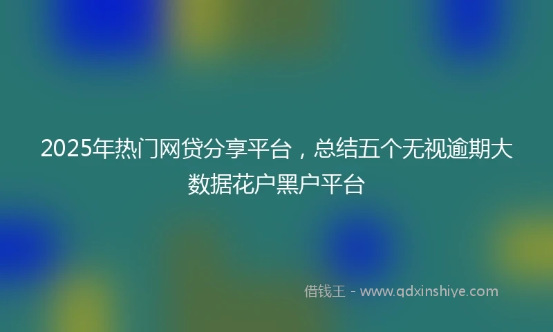 2025年热门网贷分享平台，总结五个无视逾期大数据花户黑户平台
