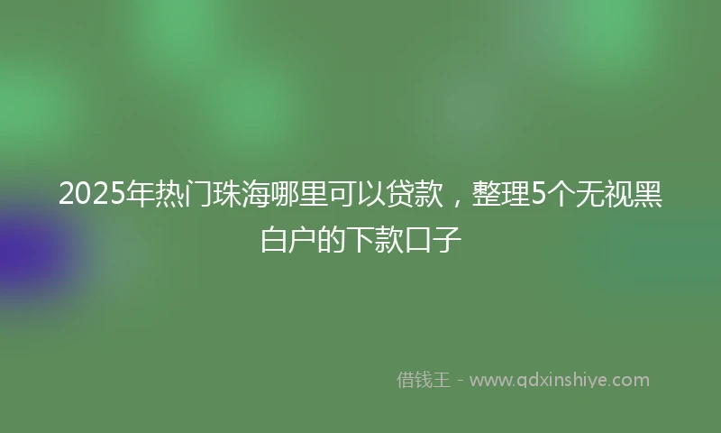 2025年热门珠海哪里可以贷款，整理5个无视黑白户的下款口子