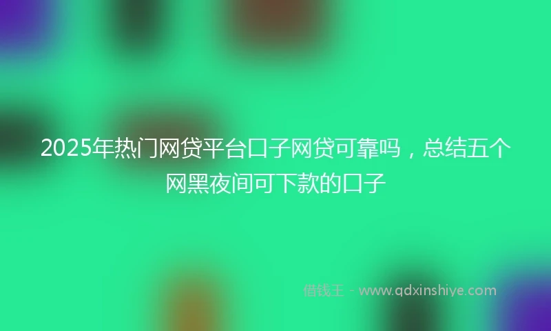 2025年热门网贷平台口子网贷可靠吗，总结五个网黑夜间可下款的口子