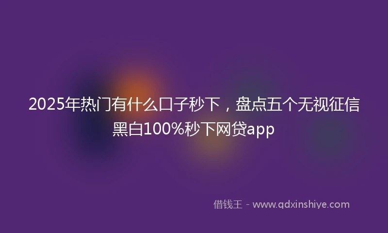 2025年热门有什么口子秒下，盘点五个无视征信黑白100%秒下网贷app