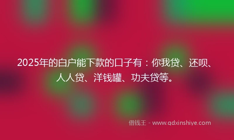 2025年的白户能下款的口子有：你我贷、还呗、人人贷、洋钱罐、功夫贷等。