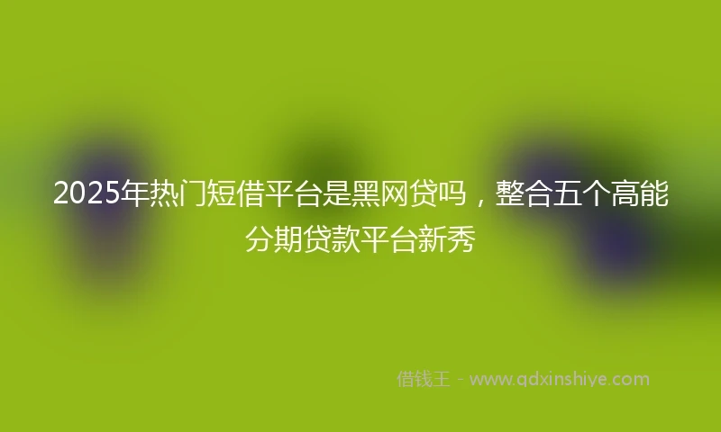 2025年热门短借平台是黑网贷吗，整合五个高能分期贷款平台新秀