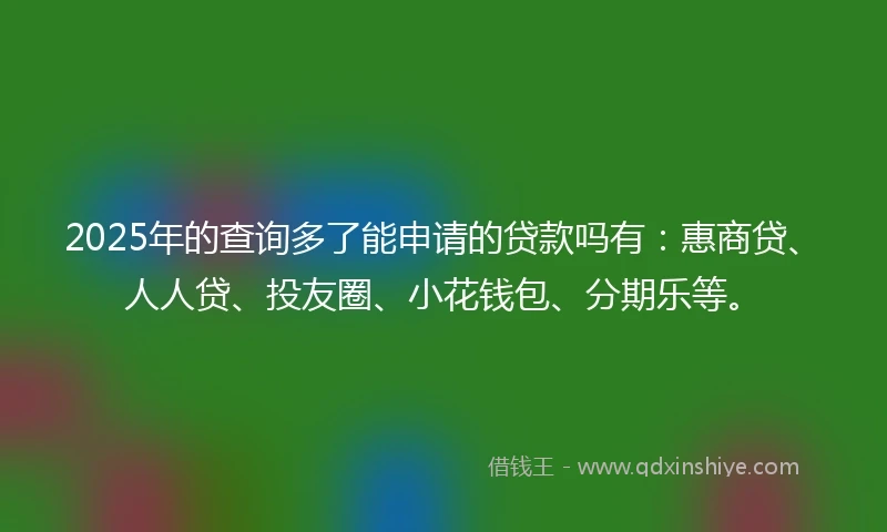 2025年的查询多了能申请的贷款吗有：惠商贷、人人贷、投友圈、小花钱包、分期乐等。