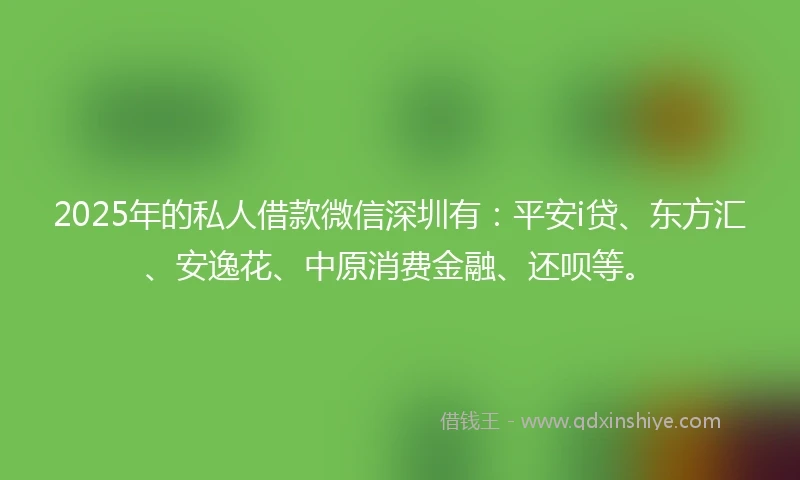 2025年的私人借款微信深圳有：平安i贷、东方汇、安逸花、中原消费金融、还呗等。