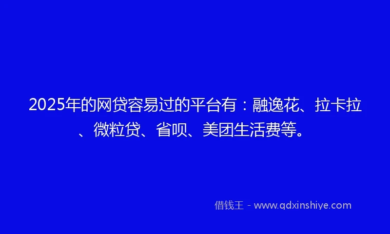 2025年的网贷容易过的平台有：融逸花、拉卡拉、微粒贷、省呗、美团生活费等。