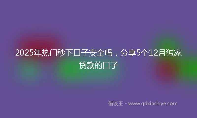 2025年热门秒下口子安全吗，分享5个12月独家贷款的口子