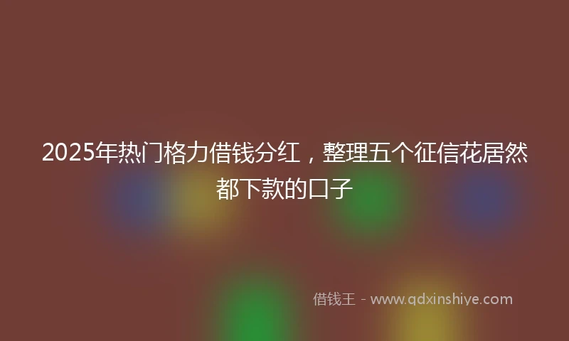 2025年热门格力借钱分红，整理五个征信花居然都下款的口子