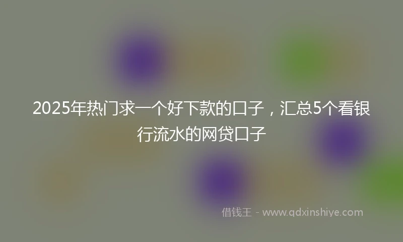 2025年热门求一个好下款的口子，汇总5个看银行流水的网贷口子