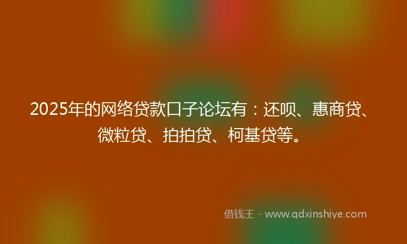 2025年的网络贷款口子论坛有：还呗、惠商贷、微粒贷、拍拍贷、柯基贷等。