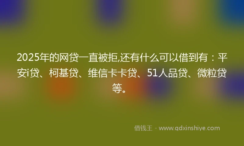 2025年的网贷一直被拒,还有什么可以借到有：平安i贷、柯基贷、维信卡卡贷、51人品贷、微粒贷等。
