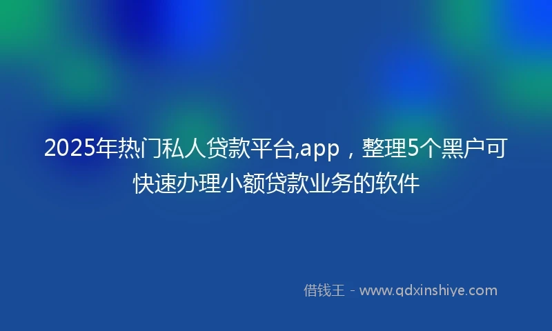 2025年热门私人贷款平台,app，整理5个黑户可快速办理小额贷款业务的软件