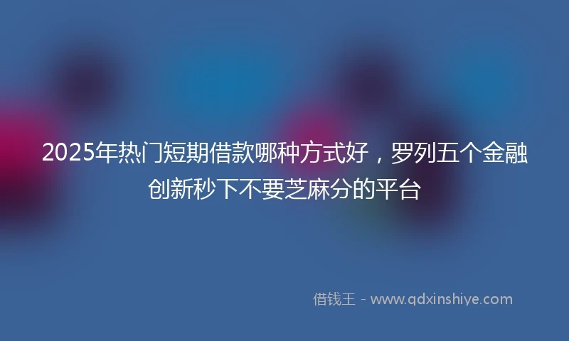 2025年热门短期借款哪种方式好，罗列五个金融创新秒下不要芝麻分的平台