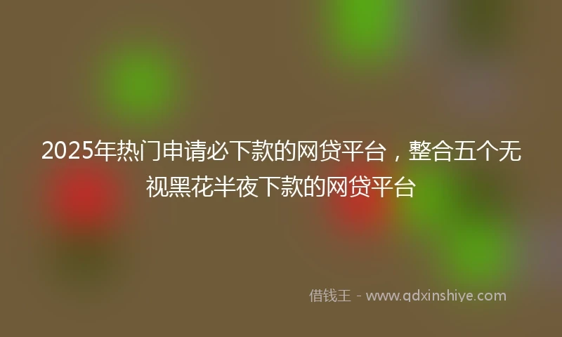 2025年热门申请必下款的网贷平台，整合五个无视黑花半夜下款的网贷平台