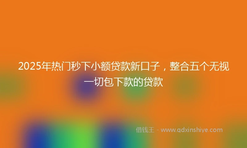 2025年热门秒下小额贷款新口子，整合五个无视一切包下款的贷款