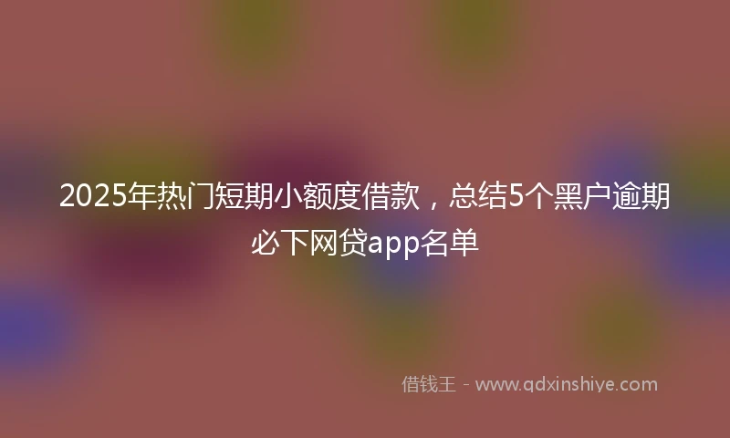 2025年热门短期小额度借款，总结5个黑户逾期必下网贷app名单