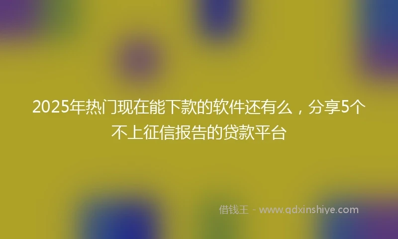 2025年热门现在能下款的软件还有么，分享5个不上征信报告的贷款平台