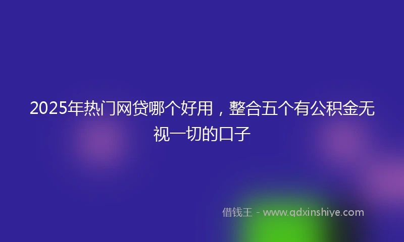2025年热门网贷哪个好用，整合五个有公积金无视一切的口子