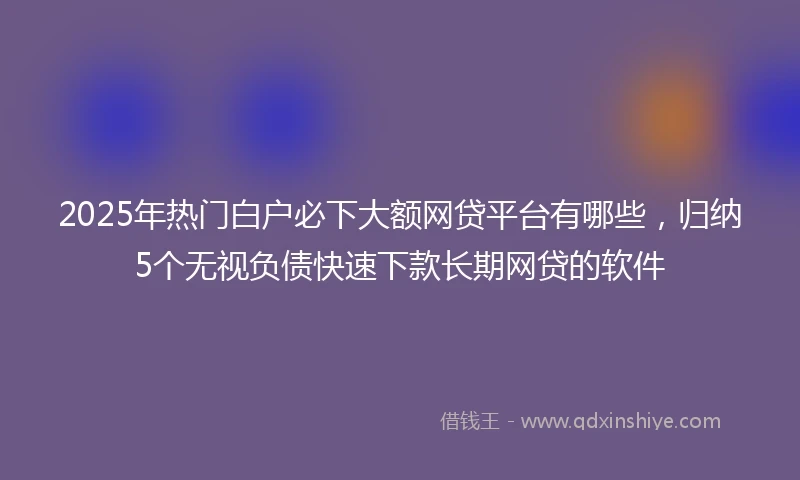 2025年热门白户必下大额网贷平台有哪些，归纳5个无视负债快速下款长期网贷的软件