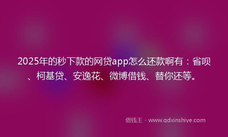 2025年的秒下款的网贷app怎么还款啊有：省呗、柯基贷、安逸花、微博借钱、替你还等。