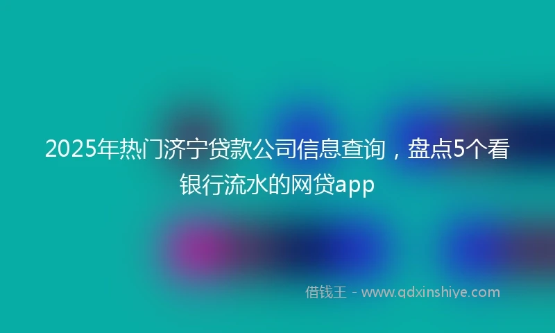 2025年热门济宁贷款公司信息查询，盘点5个看银行流水的网贷app