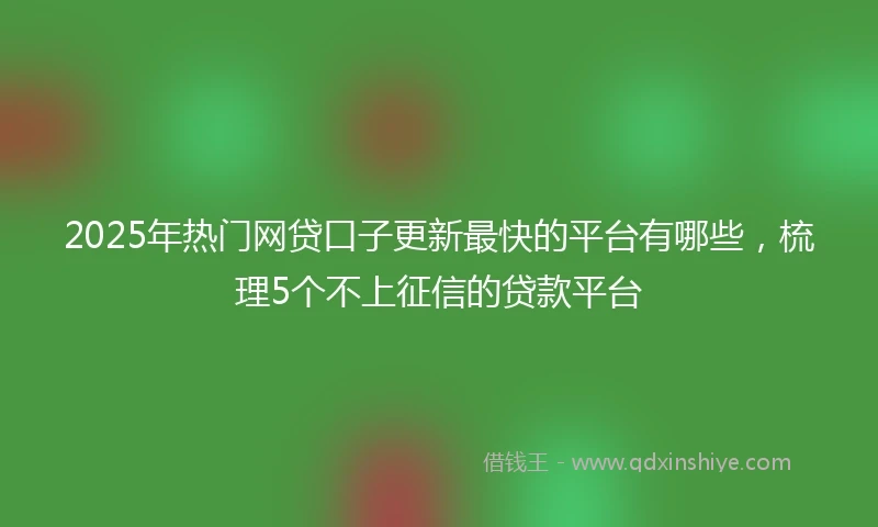 2025年热门网贷口子更新最快的平台有哪些，梳理5个不上征信的贷款平台