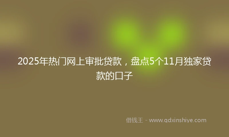 2025年热门网上审批贷款，盘点5个11月独家贷款的口子