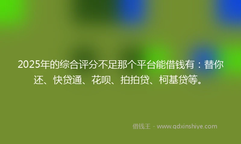 2025年的综合评分不足那个平台能借钱有：替你还、快贷通、花呗、拍拍贷、柯基贷等。