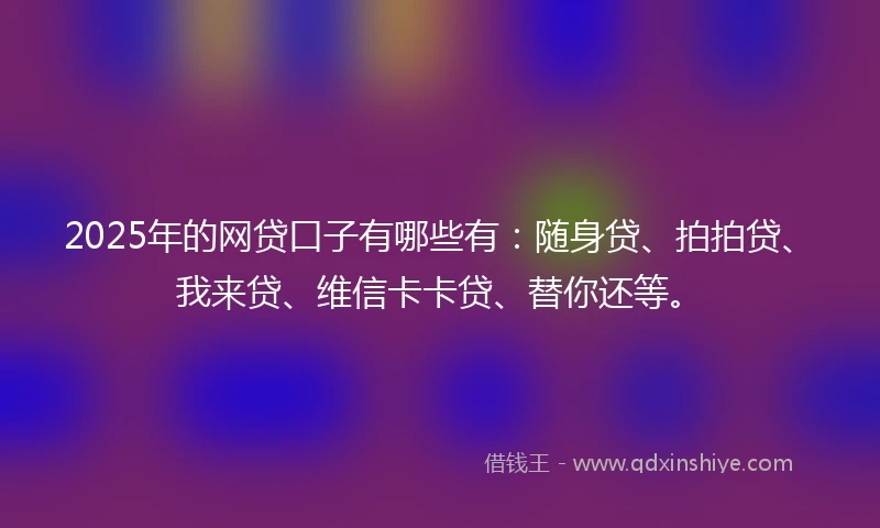 2025年的网贷口子有哪些有：随身贷、拍拍贷、我来贷、维信卡卡贷、替你还等。
