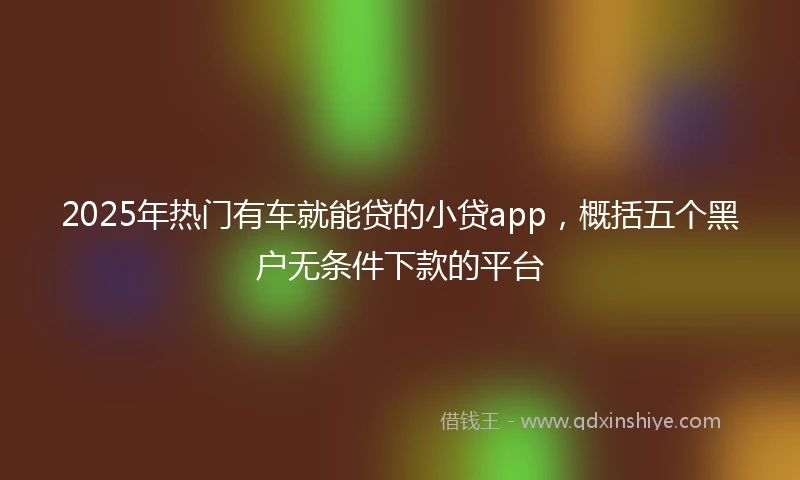 2025年热门有车就能贷的小贷app，概括五个黑户无条件下款的平台