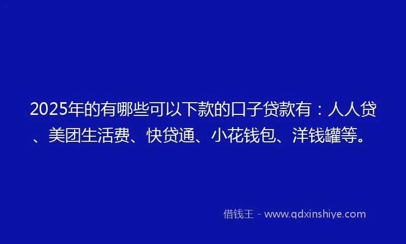 2025年的有哪些可以下款的口子贷款有：人人贷、美团生活费、快贷通、小花钱包、洋钱罐等。