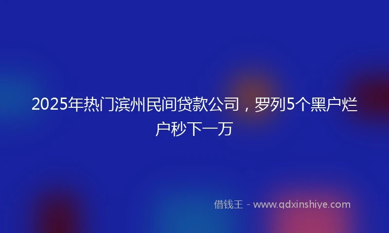 2025年热门滨州民间贷款公司，罗列5个黑户烂户秒下一万