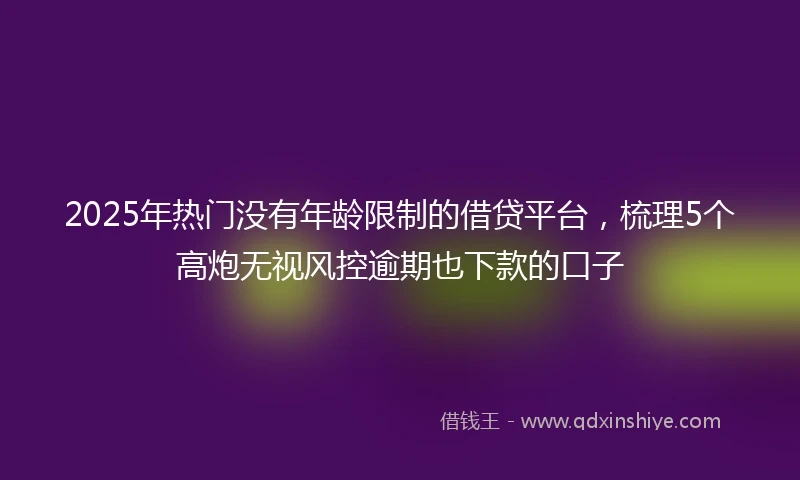 2025年热门没有年龄限制的借贷平台，梳理5个高炮无视风控逾期也下款的口子