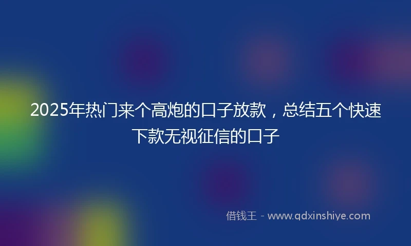 2025年热门来个高炮的口子放款，总结五个快速下款无视征信的口子