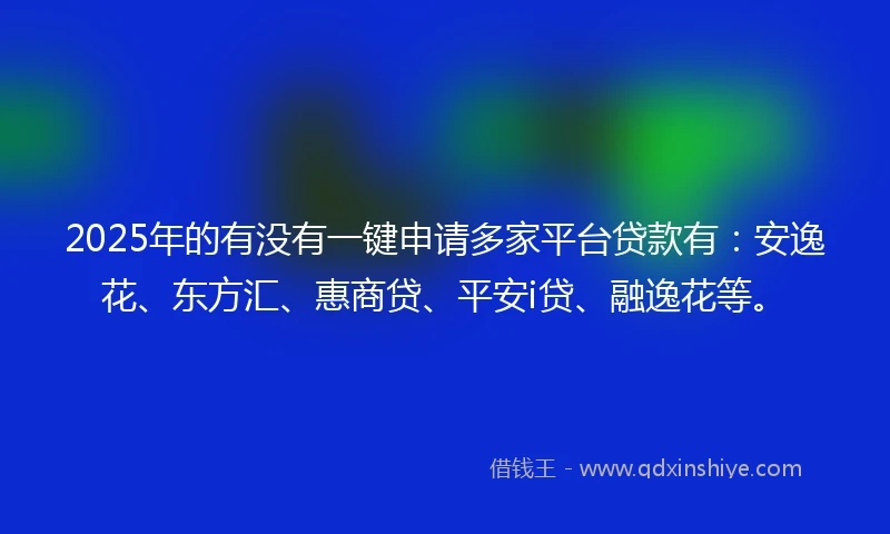 2025年的有没有一键申请多家平台贷款有：安逸花、东方汇、惠商贷、平安i贷、融逸花等。