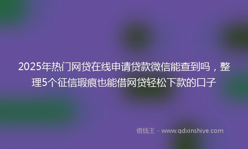 2025年热门网贷在线申请贷款微信能查到吗，整理5个征信瑕疵也能借网贷轻松下款的口子