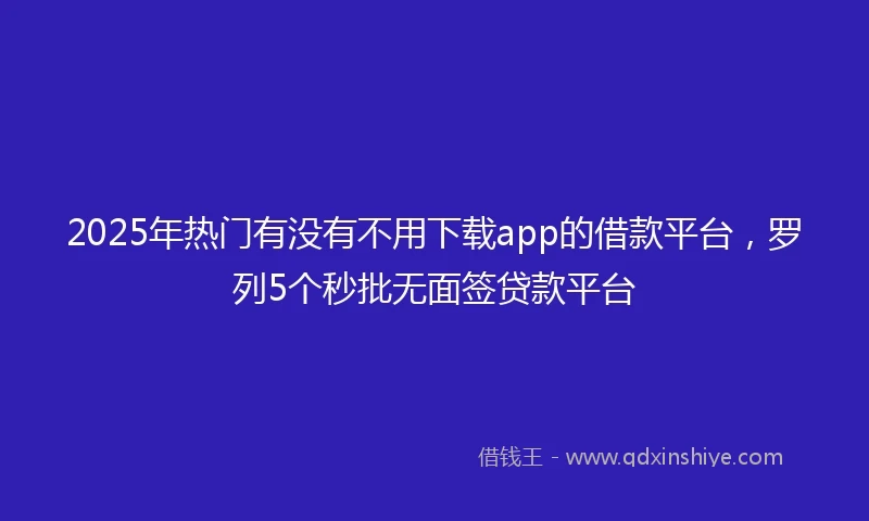 2025年热门有没有不用下载app的借款平台，罗列5个秒批无面签贷款平台