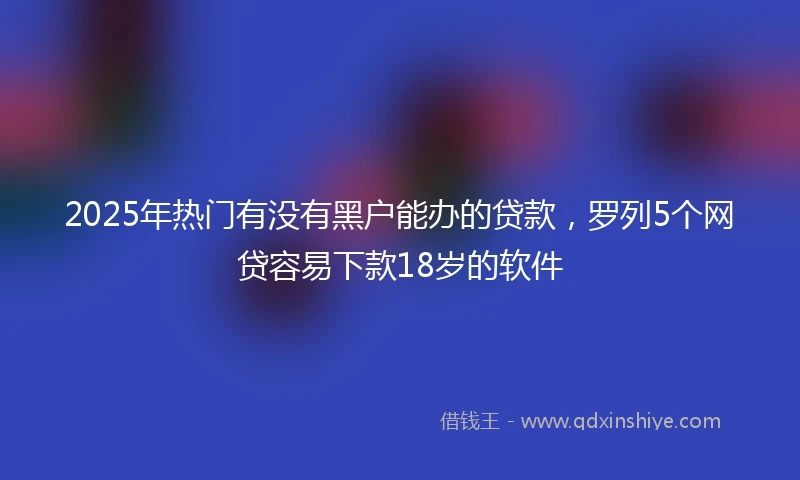 2025年热门有没有黑户能办的贷款，罗列5个网贷容易下款18岁的软件