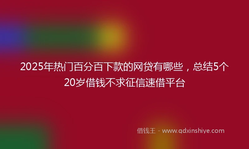 2025年热门百分百下款的网贷有哪些，总结5个20岁借钱不求征信速借平台