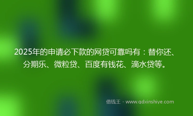 2025年的申请必下款的网贷可靠吗有：替你还、分期乐、微粒贷、百度有钱花、滴水贷等。