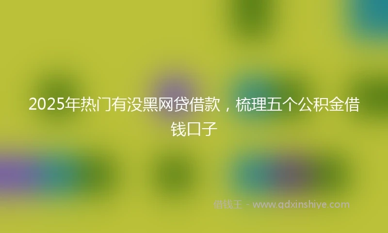 2025年热门有没黑网贷借款，梳理五个公积金借钱口子