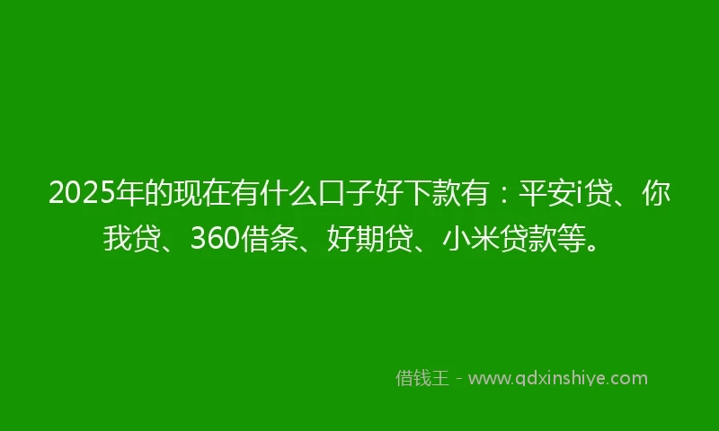 2025年的现在有什么口子好下款有：平安i贷、你我贷、360借条、好期贷、小米贷款等。