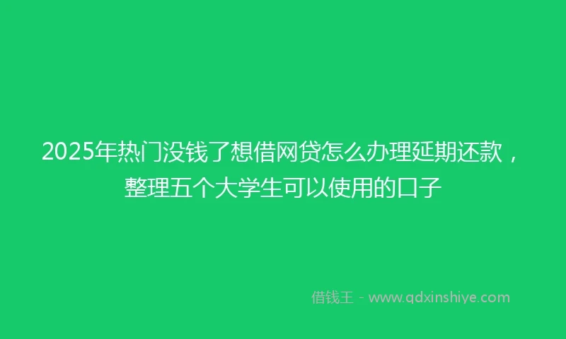 2025年热门没钱了想借网贷怎么办理延期还款，整理五个大学生可以使用的口子